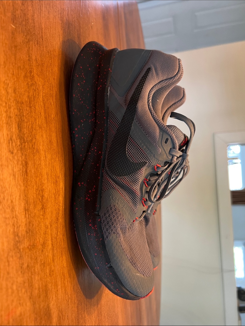 Nike Men's Athletic Shoes - Gray with Black Swoosh and Red Accents
